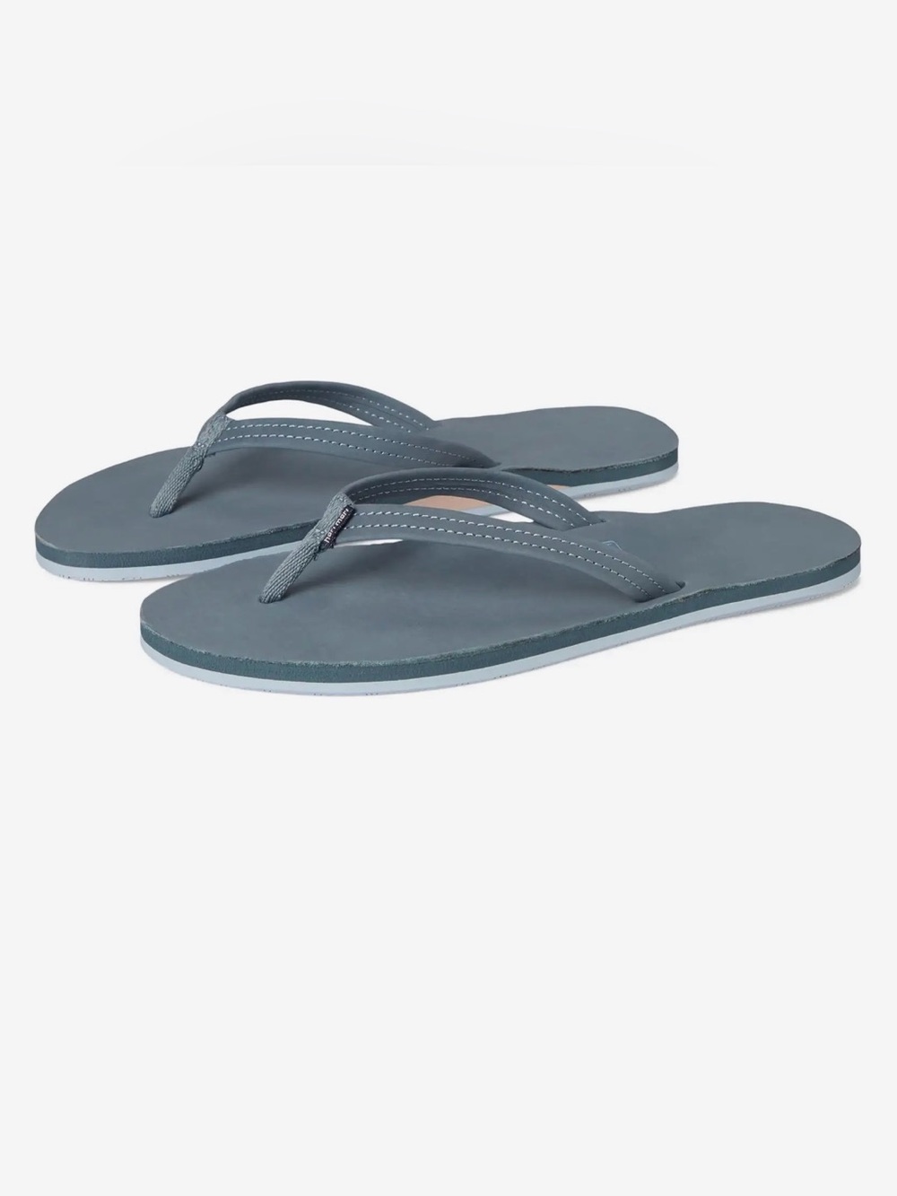 Hari Mari Fields women’s leather Flint + Cream Slate Blue Flip Flop Sandals EUC